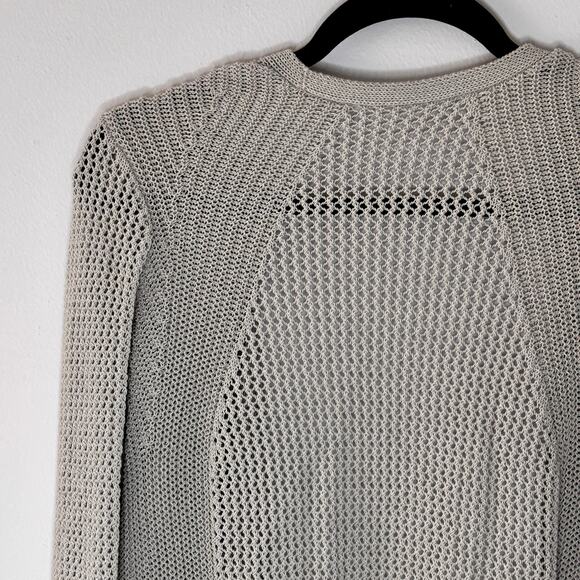 Athleta Open Knit Cardigan Light Grey Size XS Athleisure Women's Cotton Nylon - Picture 8 of 14